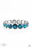 Number One Knockout Bracelets-Lovelee's Treasures-blue,blue gems,bracelets,glittery frames,jewelry,sleek silver frames,stretchy bands