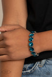 Number One Knockout Bracelets-Lovelee's Treasures-blue,blue gems,bracelets,glittery frames,jewelry,sleek silver frames,stretchy bands