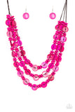 Barbados Bopper - Pink Necklaces New Arrivals-Lovelee's Treasures-button loop closure,jewelry,necklaces,new arrivals 4/22/21,pink,wooden beads