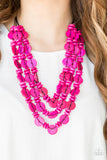 Barbados Bopper - Pink Necklaces New Arrivals-Lovelee's Treasures-button loop closure,jewelry,necklaces,new arrivals 4/22/21,pink,wooden beads
