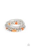 Babe-alicious     Bracelets-Lovelee's Treasures-bracelets,glassy orange beads,jewelery,orange,silver,stretchy bands