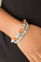 Babe-alicious     Bracelets-Lovelee's Treasures-bracelets,glassy orange beads,jewelery,orange,silver,stretchy bands