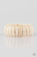 Peacefully Primal - White   Bracelets-Lovelee's Treasures -bracelets,earthy,jewelery,stretchy band,white