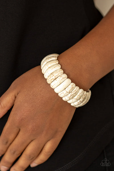 Peacefully Primal - White   Bracelets-Lovelee's Treasures -bracelets,earthy,jewelery,stretchy band,white