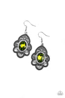 Reign Supreme - Green    Earrings-Lovelee's Treasures-earrings,green,green rhinestones,jewelery,silver,standard fishhook fitting