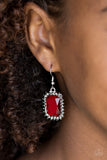 Downtown Dapper - Red Earrings-Lovelee's Treasures-dainty hematite rhinestones,earrings,emerald-style cut,jewelery,red,red gem