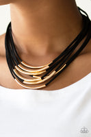Walk The WALKABOUT   Necklaces-Lovelee's Treasures-black,gold,jewelery,necklaces,suede