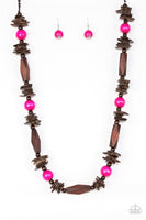 Cozumel Coast - Pink     Necklaces-Lovelee's Treasures-jewelry,necklaces,pink,sliding knot closure,wood,wooden