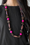Cozumel Coast - Pink     Necklaces-Lovelee's Treasures-jewelry,necklaces,pink,sliding knot closure,wood,wooden