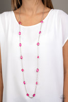 Glassy Glamorous      Necklaces     793-Lovelee's Treasures-glassy pink gemstones,jewelery,necklaces,pink,silver fittings