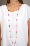 Glassy Glamorous      Necklaces     793-Lovelee's Treasures-glassy pink gemstones,jewelery,necklaces,pink,silver fittings