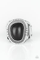 Out On The Range  Rings-Lovelee's Treasures-black,black stone,jewelery,rings,silver,stretchy band