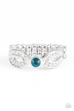 Extra Side Of Elegance   Rings    732-Lovelee's Treasures-blue,glassy white rhinestones,jewelery,rings,white