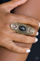 Ego Trippin - Brass  Rings-Lovelee's Treasures-black stone center,brass,jewelry,rings