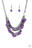 Watch Me Now - Purple  Necklaces-Lovelee's Treasures-gunmetal,jewelery,necklaces,purple
