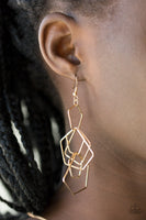 Five-Sided Fabulous Earrings-Lovelee's Treasures-earrings,fishhook,gold,jewelery,pentagon shaped frames