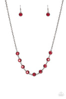 Starlit Socials         Necklaces          772-Lovelee's Treasures-gunmetal,jewelery,necklaces,red,red rhinestones