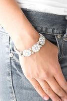 Dancing Dahlias Bracelets-Lovelee's Treasures-bracelets,floral,jewelery,silver,stretchy band,white