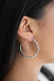Danger Zone - Silver Earrings-Lovelee's Treasures-earrings,hoop,hoops,jewelry,measures 1 1/2" in diameter,silver,standard post fitting