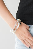 Downtown Dazzle - White Bracelets-Lovelee's Treasures-bracelets,jewelery,stretchy band