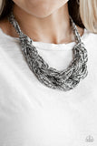 Paparazzi ~ City Catwalk     Necklaces-Lovelee's Treasures-braid,gunmetal,jewelery,necklaces,seed beads,silver