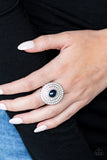 Royal Ranking - Blue  Rings New Arrivals-Lovelee's Treasures-blue,jewelry,new arrivals 5/11/21,pearly blue bead,rings,stretchy band,white rhinestones