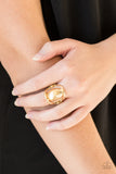 All Shine, All The Time - Gold  Rings-Lovelee's Treasures-beveled gold disc,gold,jewelery,rings,stretchy band