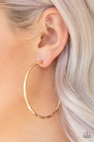 Paparazzi ~ A Double Take Earrings-Lovelee's Treasures-diamond-cut,earrings,gold,hoops,jewelry,post fitting
