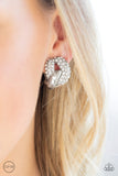 Definitely Date Night - White Earrings-Lovelee's Treasures-clip-on,earrings,jewelry,silver,white rhinestone