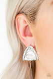 Exalted Elegance    Earrings   785-Lovelee's Treasures-earrings,jewelery,oversized white gem,silver,white,white rhinestones