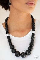 Panama Panorama - Black Necklaces New Arrivals-Lovelee's Treasures-black,black wooden beads,button-loop closure,jewelry,necklaces,new arrivals