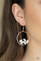 Cue The Confetti  Earrings-Lovelee's Treasures-earrings,gold,gold hoop,jewelery,standard fishhook fitting,white,white marquise-cut rhinestones