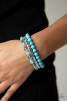 Globetrotter Glam Bracelets-Lovelee's Treasures-blue,bracelets,glassy and polished,jewelery,silver,stretchy band