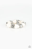 Stone Age Stunner - White  Bracelets-Lovelee's Treasures-bracelets,jewelery,stretchy band,white,white stones