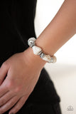 Stone Age Stunner - White  Bracelets-Lovelee's Treasures-bracelets,jewelery,stretchy band,white,white stones