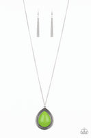 Chroma Courageous - Green Necklaces-Lovelee's Treasures-green,jewelry,necklaces,studded teardrop