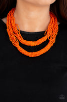 Right As RAINFOREST Necklaces-Lovelee's Treasures -jewelery,layers,necklaces,orange,purple,seed beads,silver
