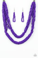 Right As RAINFOREST Necklaces-Lovelee's Treasures -jewelery,layers,necklaces,orange,purple,seed beads,silver