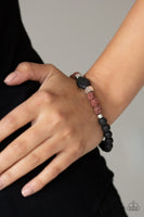 Unwind Bracelets-Lovelee's Treasures-black lava rock beads,bracelets,brown,brown lava rock beads,jewelry,silver beads,stretchy band