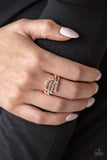 Paparazzi ~ Casino CACHE Rings-Lovelee's Treasures-dainty stretchy band,dainty white rhinestones,flexible fit,jewelry,refined band,rings,rose gold,rose gold bars
