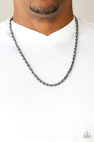 Paparazzi ~ Instant Replay - Black Necklaces Men-Lovelee's Treasures-gunmetal,jewelery,men,mens,necklaces,urban