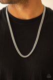 Paparazzi ~ Knockout King - Silver     Necklaces  Men-Lovelee's Treasures-high-sheen finish,jewelery,men,mens,necklaces,silver,urban