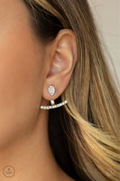 Glowing Glimmer Earrings-Lovelee's Treasures-bowing silver frame,dainty silver teardrop,earrings,glassy white rhinestones,jewelry,standard post fitting,white