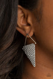 Have A Bite   Earrings   766-Lovelee's Treasures-earrings,hammered,jewelery,post fitting,silver,triangular,triangular silhouette