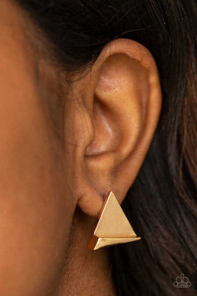 Die TRI-ing   Earrings      735-Lovelee's Treasures-earrings,gold,jewelery,post,triangle