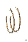 Globetrotting Glitter - Brass  Earrings-Lovelee's Treasures-brass,earrings,golden topaz rhinestones,hoop,jewelry,standard post fitting