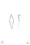 Point-BANK - White Earrings-Lovelee's Treasures-double-sided,earrings,jewelery,kite shaped,post,silver