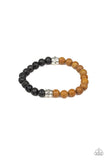 Tuned In Bracelets-Lovelee's Treasures-black lava rock beads,mens jewelry,Round brown stone beads
