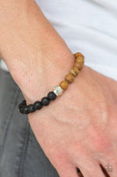Tuned In Bracelets-Lovelee's Treasures-black lava rock beads,mens jewelry,Round brown stone beads