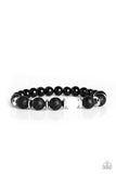 Intent  Bracelets                      729-Lovelee's Treasures-black,black lava rock beads,bracelets,jewelery,stretchy band,white,white stone bead